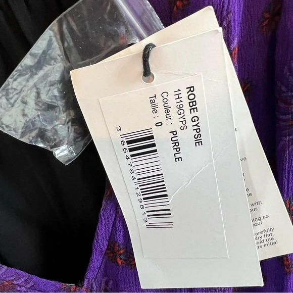 New BA&SH Gypsie Tiered Printed Crepe Midi Dress Purple Violet NWT Bohemian 4 - Picture 9 of 15